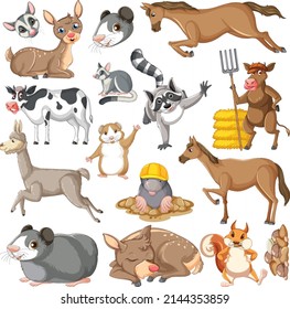 Seamless pattern with cute animals illustration