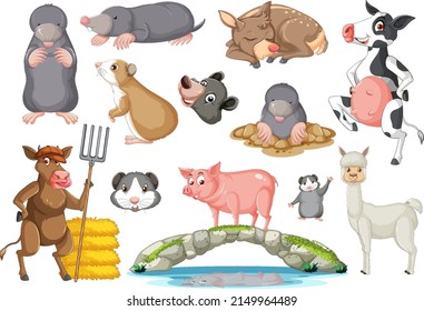 Seamless pattern with cute animals illustration