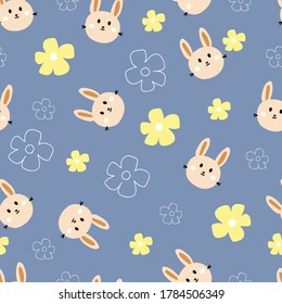 Seamless pattern cute animals in pastel background. simple vector for gift wrapping paper, fabric print.