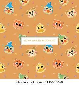 Seamless pattern with cute animals. Vector illustration for postcard, banner, web, decor, design, arts, calendar, textile. Suitable for baby stuff