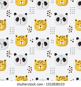 Seamless Pattern of cute animals in the white background