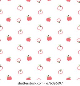 Seamless Pattern of Cute Apple Design on White Background