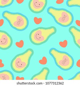 Seamless pattern with cute avocados