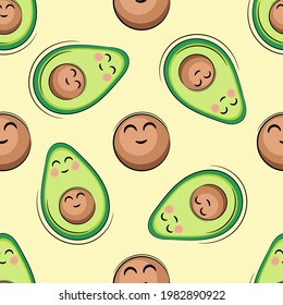 seamless pattern of cute avocados