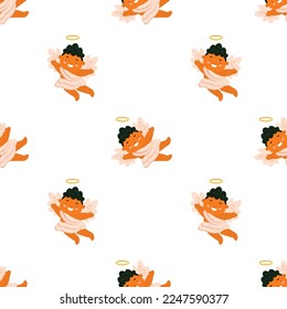 Seamless pattern with cute baby angels. Funny vector background for kids products design.
