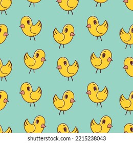 Seamless pattern with cute baby chicks doodle vector
