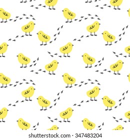 Seamless pattern with cute baby chicks 4