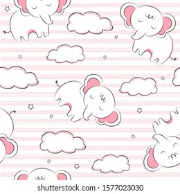Seamless pattern cute baby elephant, baby print on clothes