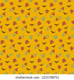 Seamless pattern of cute baby geometric elements. Beige cartoon boho background. For textile, fabric, postcard, poster