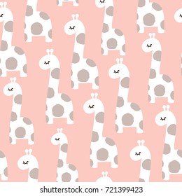 Seamless pattern with cute baby giraffe. Childish texture in minimalistic style. Great for fabric, textile Vector Illustration
