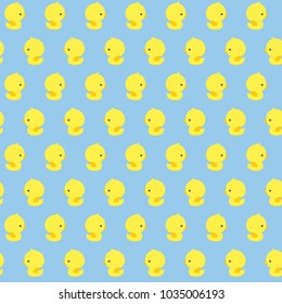 seamless pattern with cute baby rubber ducks on blue background, design for baby and child, can be used for invitations, nursery art decor, newborn baby decoration and baby shower