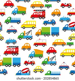 seamless pattern with cute baby's cars