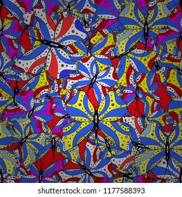 Seamless pattern. Cute background for paper, design of fabric, wrappers and wallpaper. Vector illustration. Fashion vector summer pattern with hand drawn butterflies.