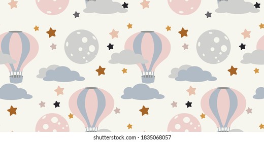 Hot Air Balloons & Butterflies Wallpaper Border Pink Children's 