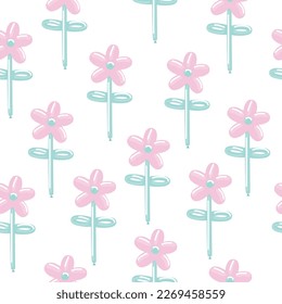 Seamless pattern with cute balloons flowers. Childish party print. Vector hand drawn illustration.