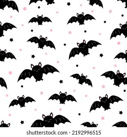 Seamless pattern cute bats vector illustration