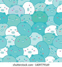 Seamless pattern with cute bear background, Cute bear doodle art for kids, Vector illustrations for gift wrap and fabric design.