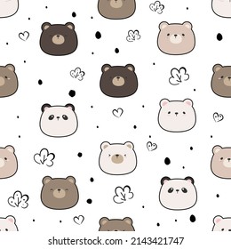 Patrón sin foco con fondo de doodle de oso lindo, patrón de oso lindo, ilustración de fondo infantil infantil infantil infantil infantil infantil