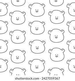 Seamless pattern of cute bear cubs in cartoon style.