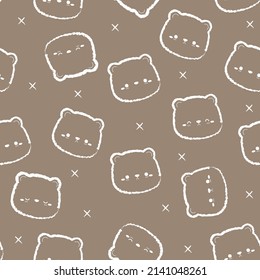 Seamless pattern with cute bear head cartoon vector