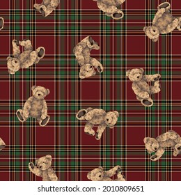 Seamless pattern of cute bear illustration,