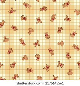 Seamless pattern of cute bear illustration,