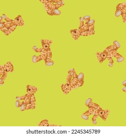 Patrón sin foco de ilustración de oso lindo,
