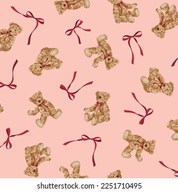 Seamless pattern of cute bear illustration,