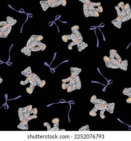 Seamless pattern of cute bear illustration,