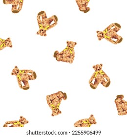 Seamless pattern of cute bear illustration,