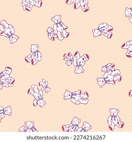 Seamless pattern of cute bear illustration,