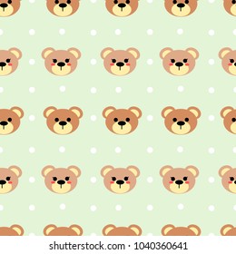 Seamless pattern of cute bear vector on pastel tone color. Lovely cartoon pattern for children fashion, nursery, scrapbooking, textile, decoration and/or surface design.