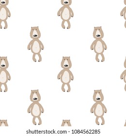 Seamless pattern with cute bear. Vector print for child.