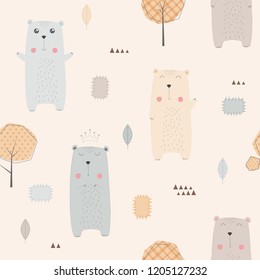 Seamless pattern with cute bears.