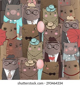 seamless pattern with cute bears