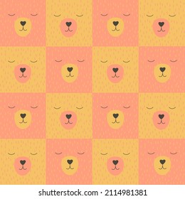 Seamless pattern cute bears. Funny animals. Bright digital background.