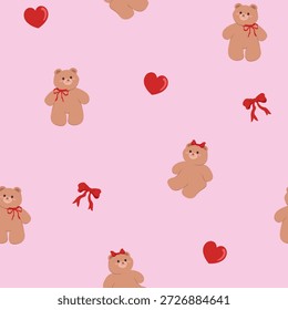 Patrón sin fisuras de lindos osos y corazones