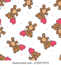 Modelo inconsútil con los osos lindos y un globo en forma de corazón.