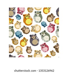 seamless pattern of cute bears nesting doll style