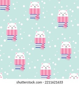 Seamless pattern with cute bears perfect for wrapping paper