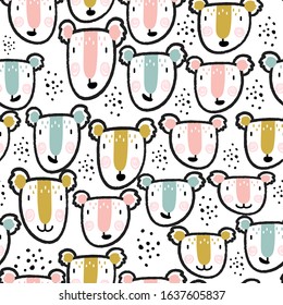 Seamless pattern with cute bears vector background