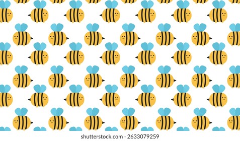 seamless pattern cute bee honeybee vector design template