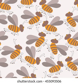 seamless pattern with cute bees
