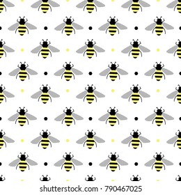 Seamless pattern with cute bees