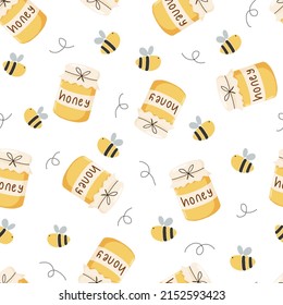 Seamless pattern cute bees cartoon for wallpaper, background, textile or wrapping kids style