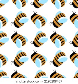 Seamless pattern with cute bees. Funny bumblebees.