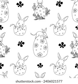 Seamless pattern with cute bilby animal with Easter egg on white background. Vector illustration for design, wallpaper, packaging, textile