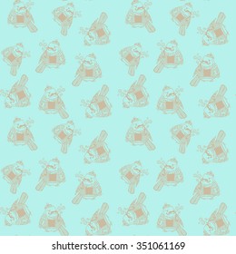 Seamless pattern with cute bird on separate layers background