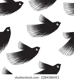 seamless pattern of cute bird vector as graphic background. Suit for illustration, wallpaper, fabric print.