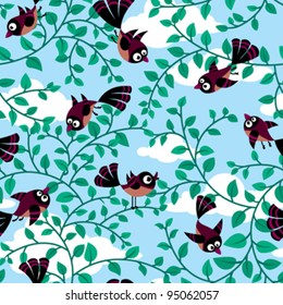 seamless pattern with cute birds